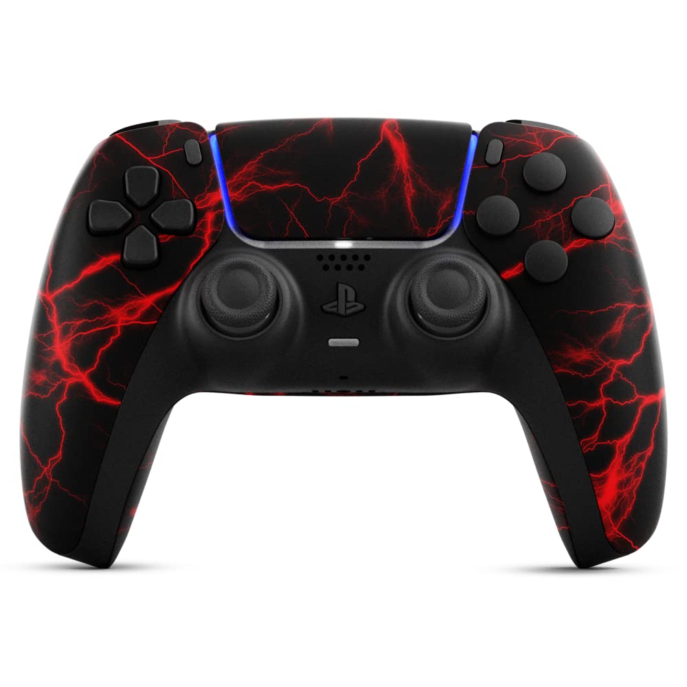 AimControllers Custom PRO Controller compatible with PS 5 Console & PC | Custommade Wireless Gaming Controller with 4 Back Remappable Paddles | Gaming Accessories Electronics (Red Storm)